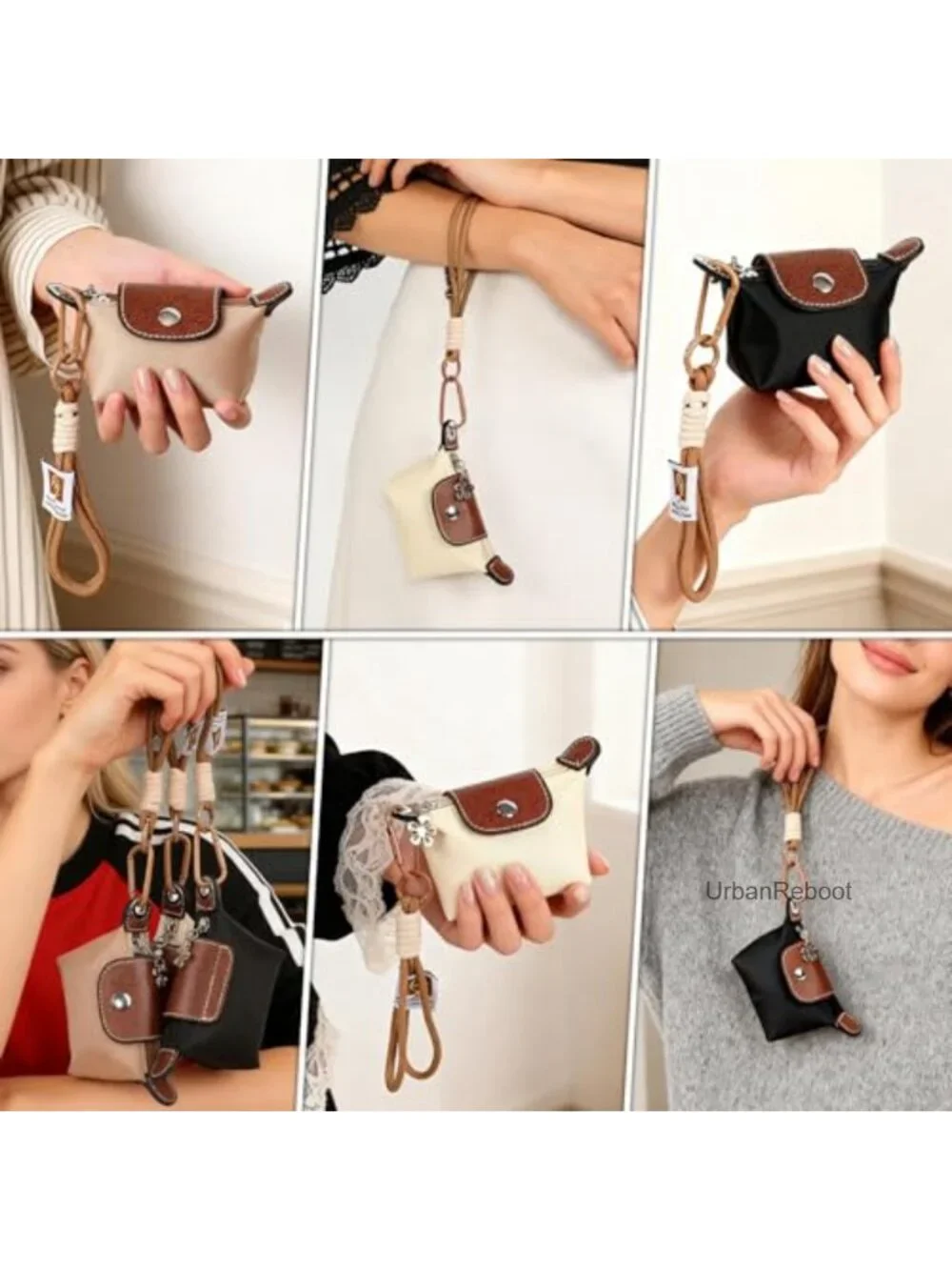 Mini Nylon Dumpling Bag with Detachable Wrist Strap Snap Closure Coin Purse